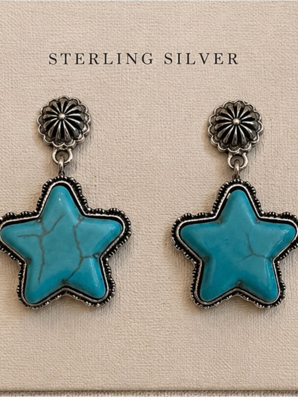 Sterling Silver Turquoise Star Drop Earrings